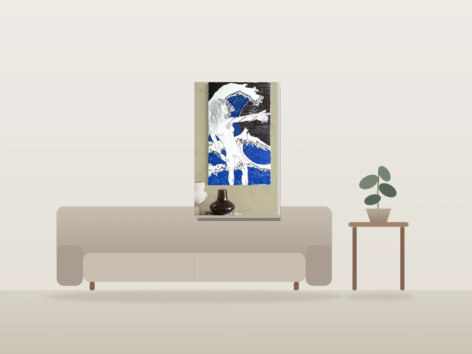 Eau by Alistair Edwards shown to scale in a room