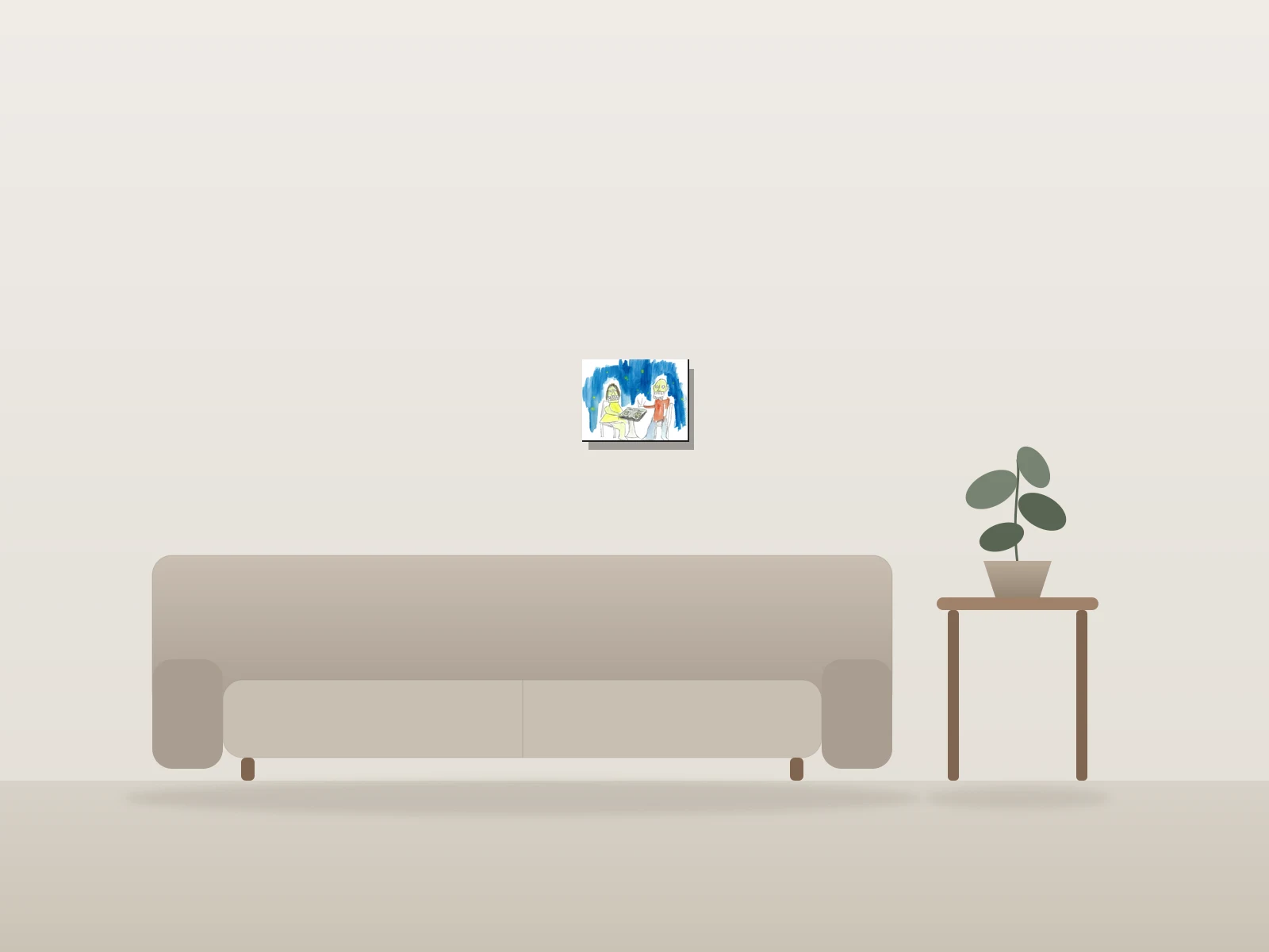 Sans titre by Naqo shown to scale in a room