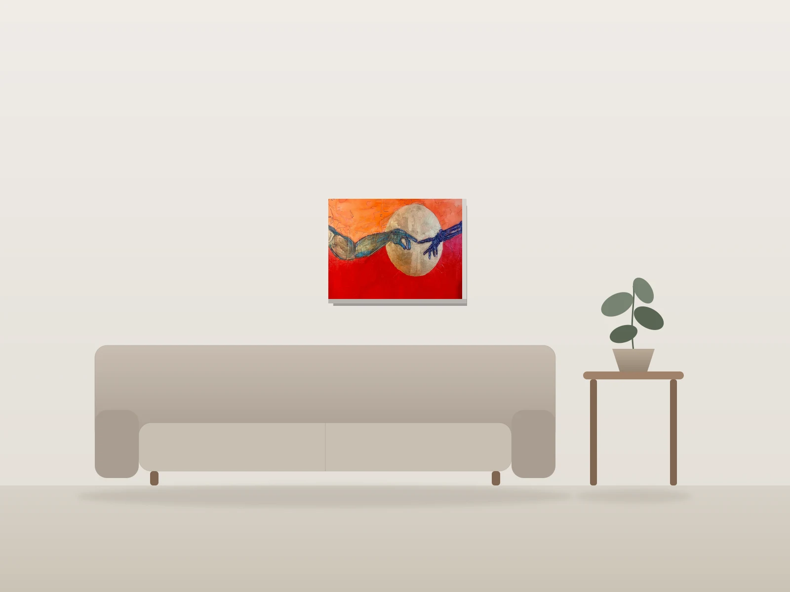 Space between by Alexander Marcel shown to scale in a room