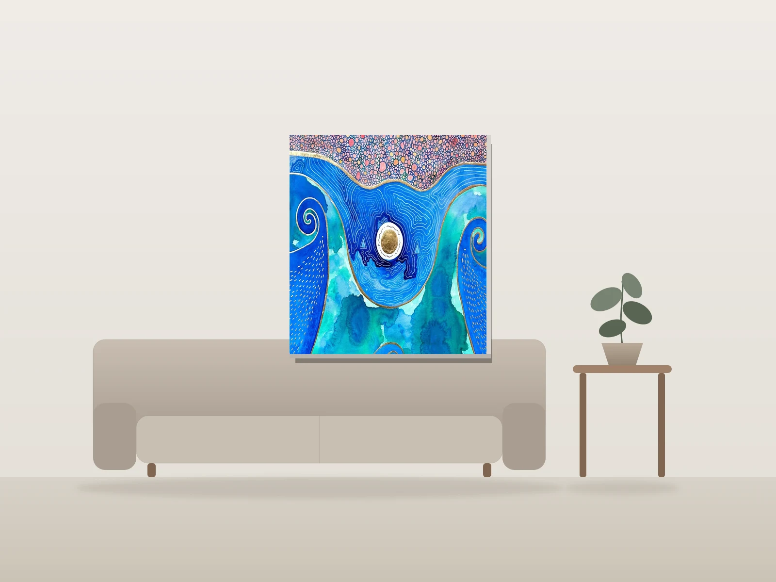 Vase des Hautes Eaux Sacrées by Rokita shown to scale in a room