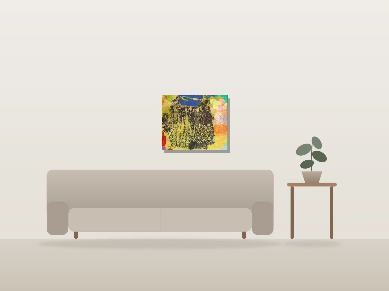 palimpsest by Somia sundhu shown to scale in a room
