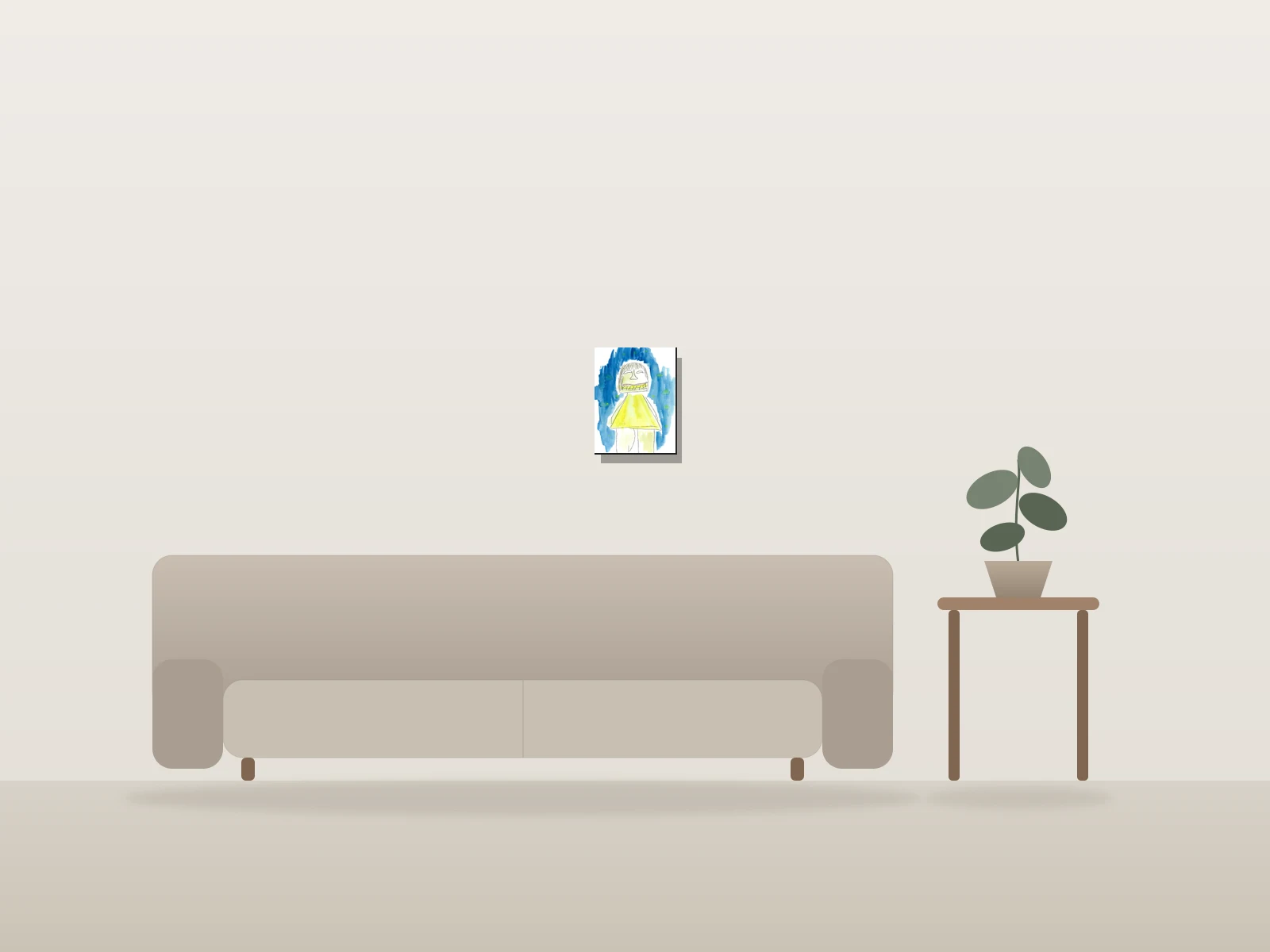 Sans titre by Naqo shown to scale in a room