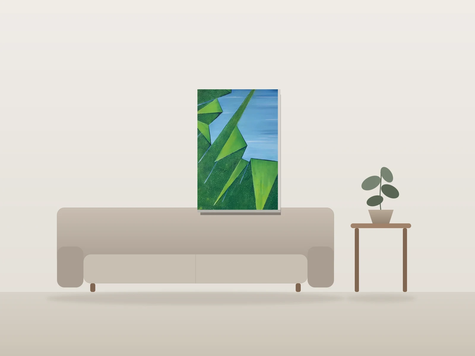 Tout le bleu du ciel by Maude Simard shown to scale in a room
