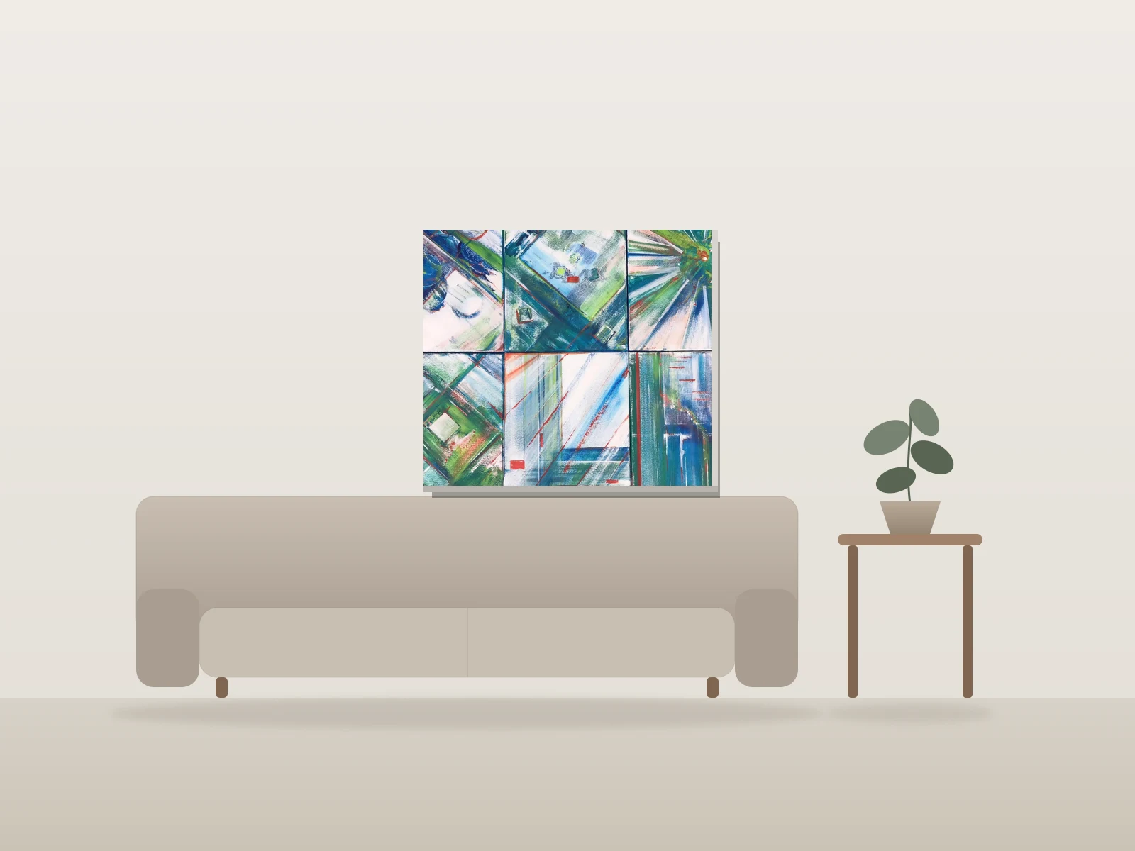 Oppositions by Maude Simard shown to scale in a room