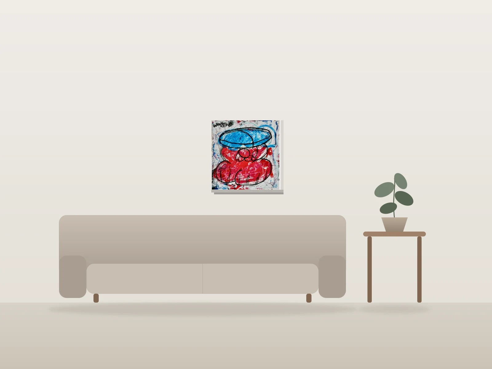 LIL GUY #1286 by woodydacherry shown to scale in a room