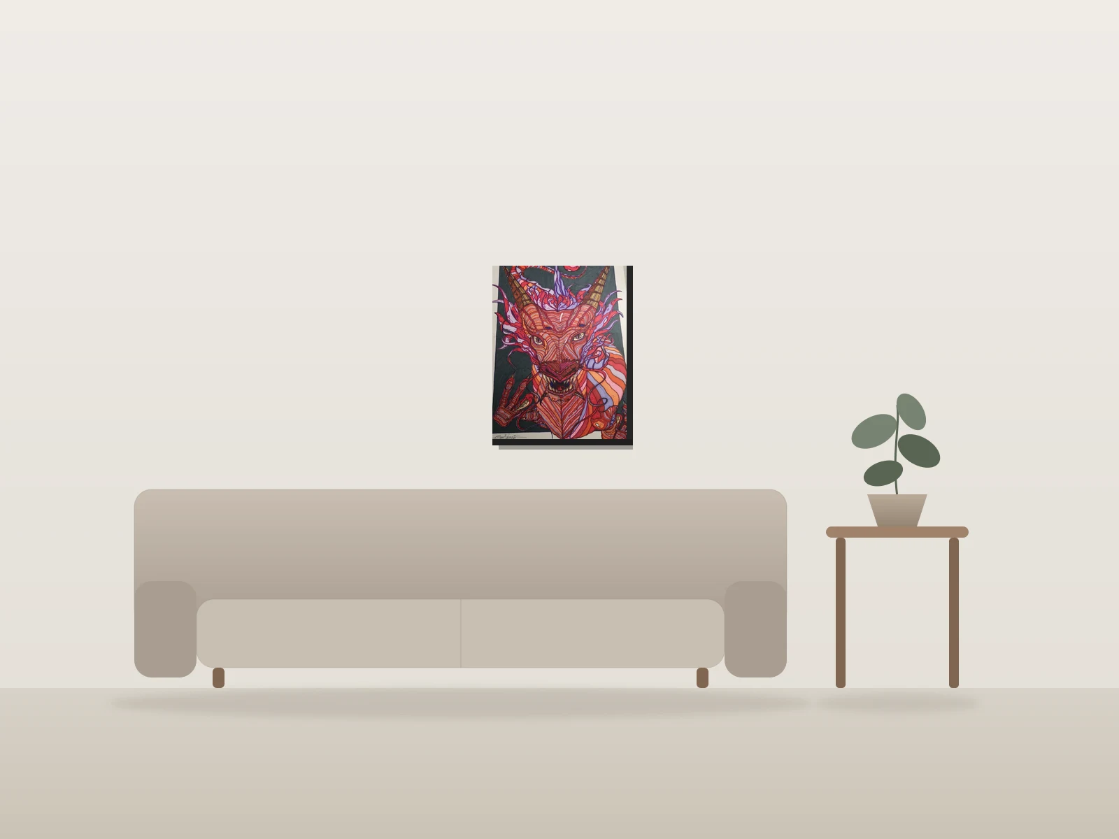 Fu - Long Rouge. by Doei shown to scale in a room