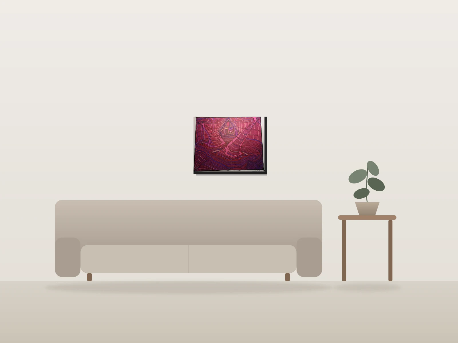 Endroit secure. by Doei shown to scale in a room