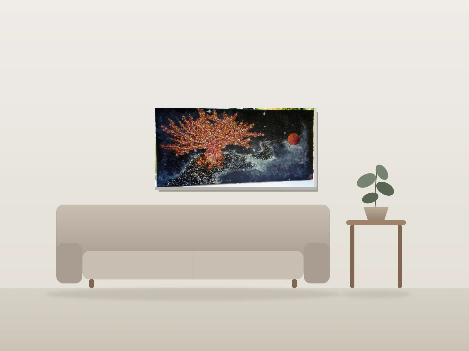 Yggdrasil by Doei shown to scale in a room