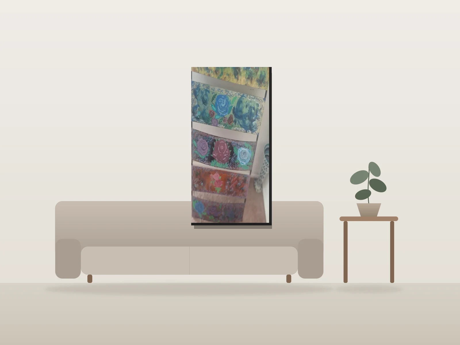 Metal Abstract Floral Decor par LB Artisan présentée à l'échelle dans une pièce