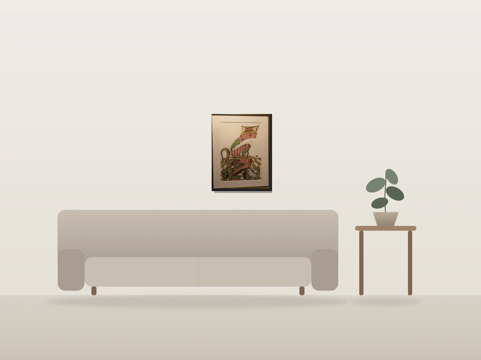 Passer le Temps. by Doei shown to scale in a room