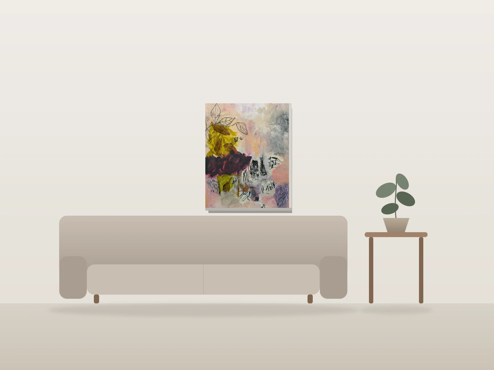 Écriture rose! by Johanne Proulx shown to scale in a room