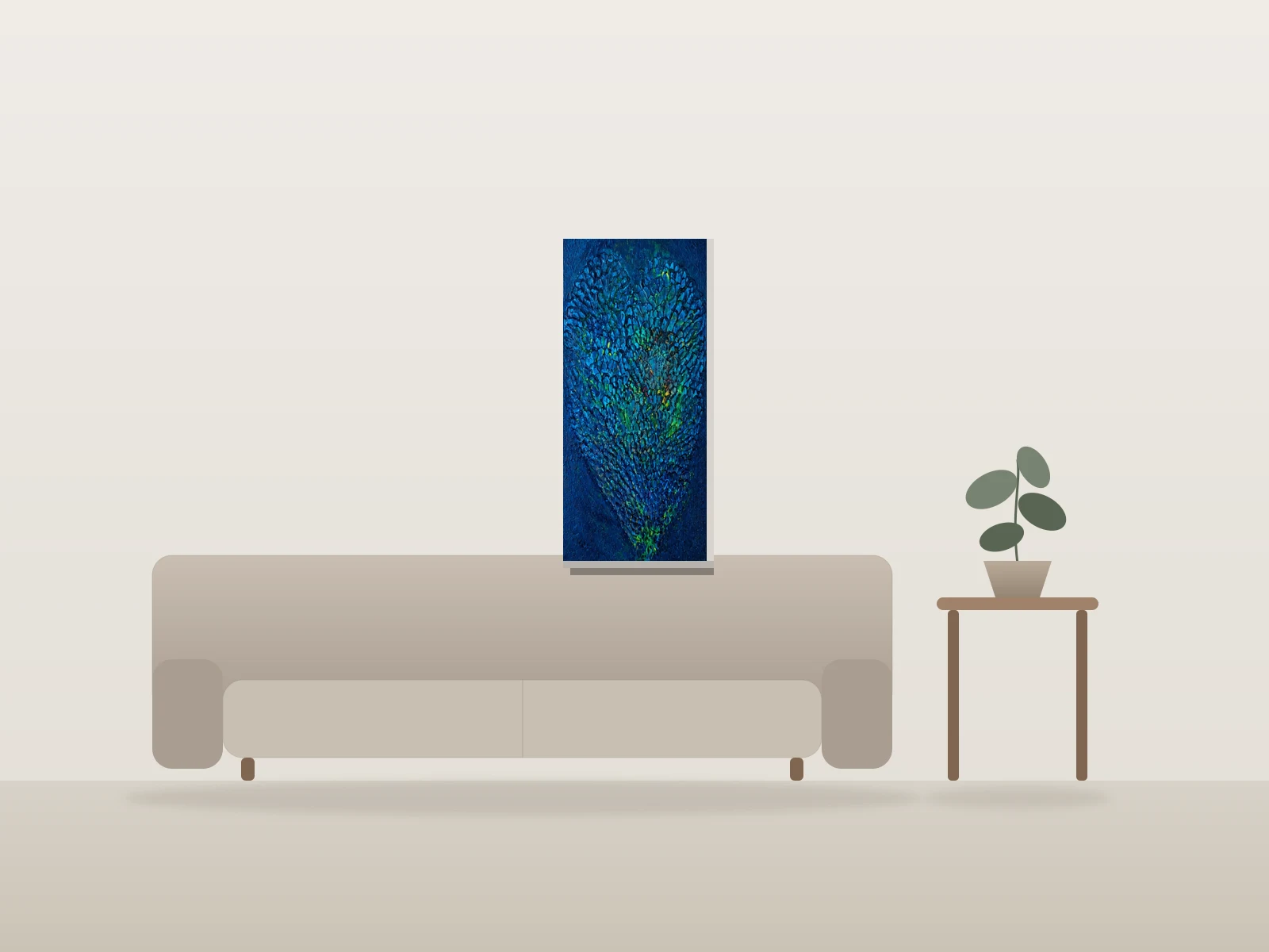 Le cœur a ses raisons by Nicole Landry shown to scale in a room