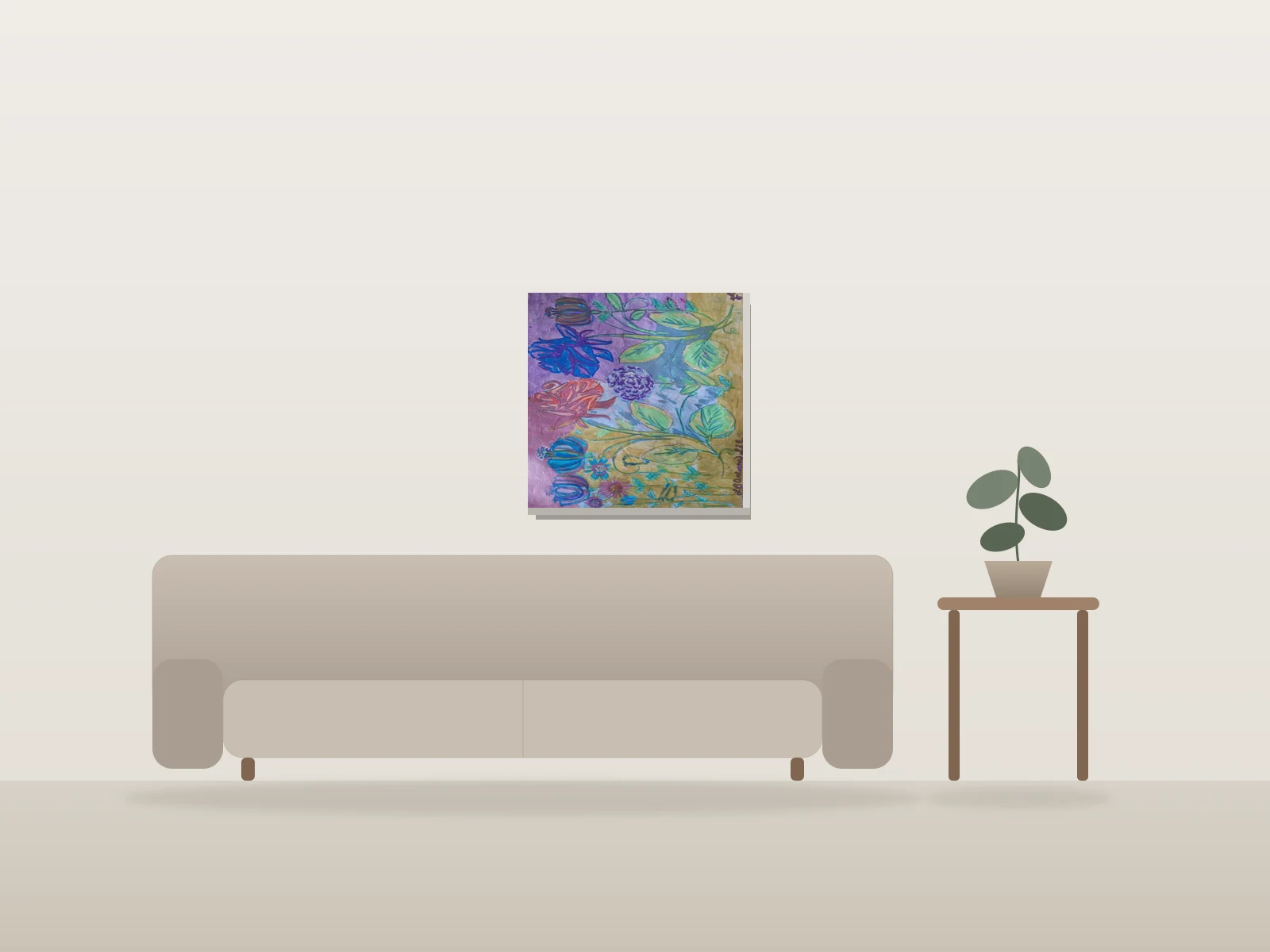 Tapestry by LB Artisan shown to scale in a room