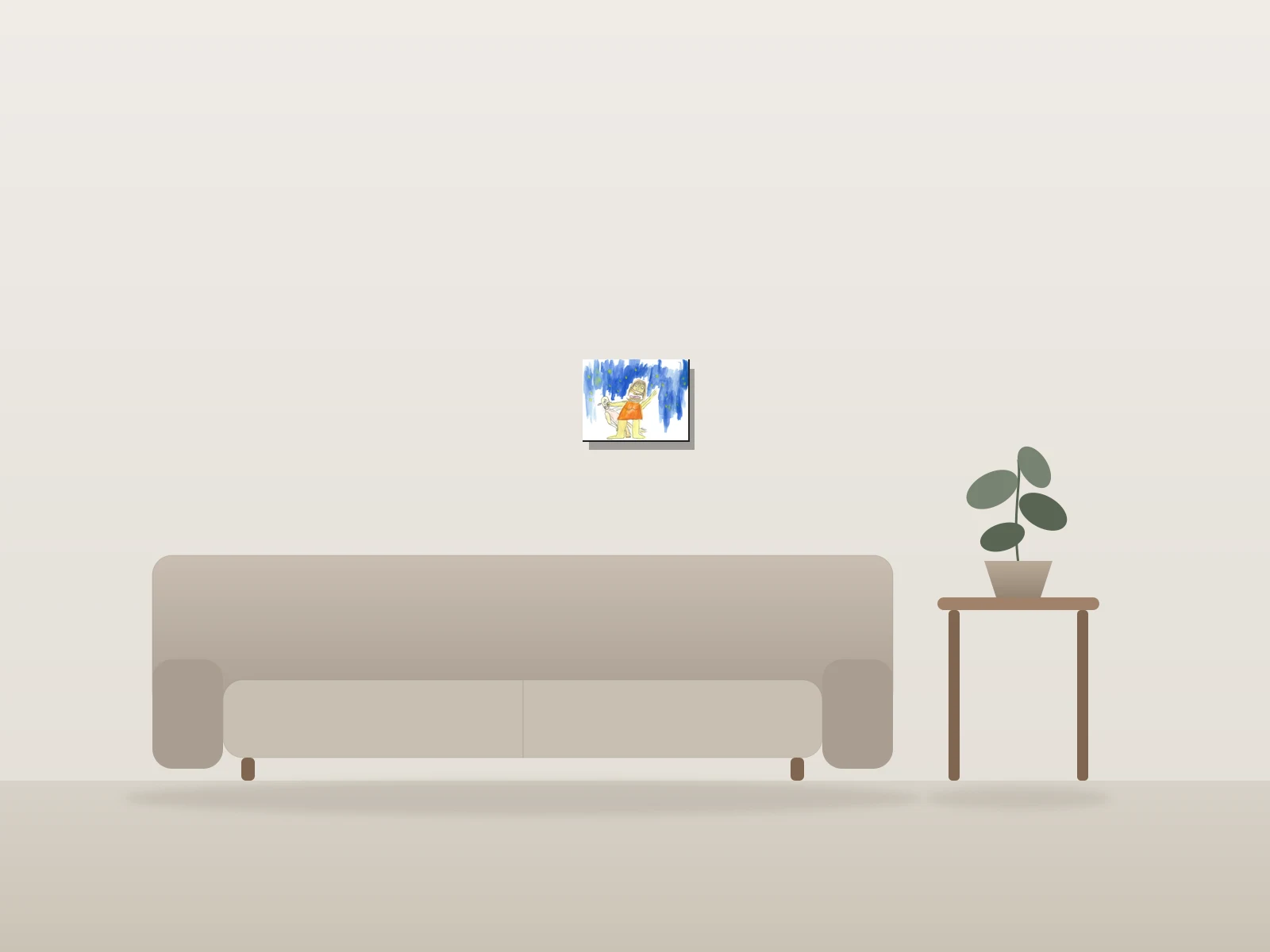 Sans titre by Naqo shown to scale in a room