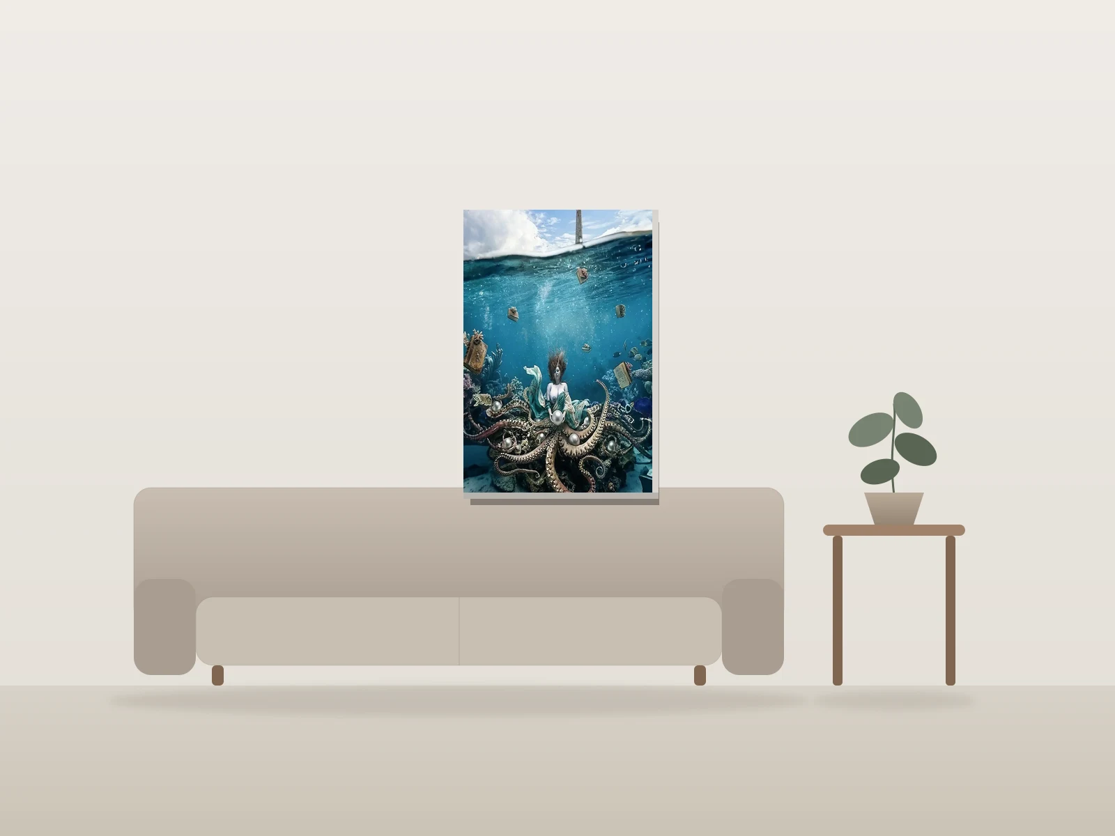 From the Edge of the Deep Green Sea by YOWL shown to scale in a room