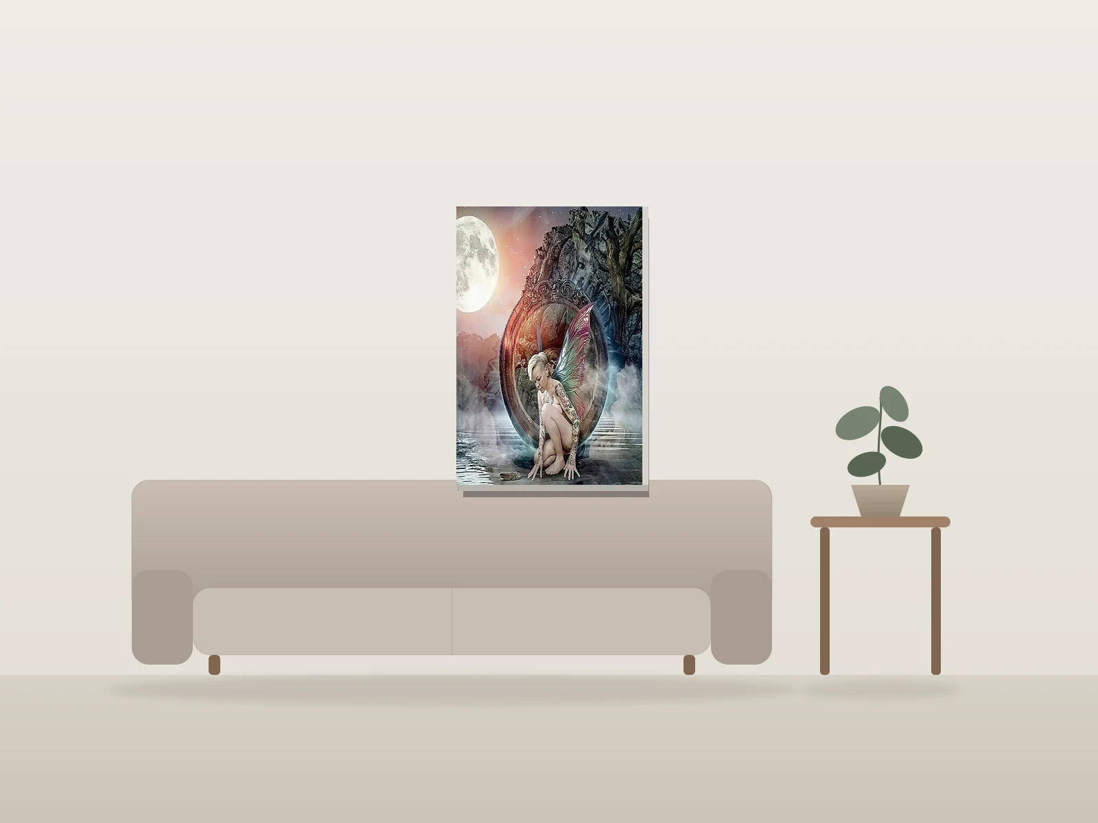 Between Time and See by YOWL shown to scale in a room