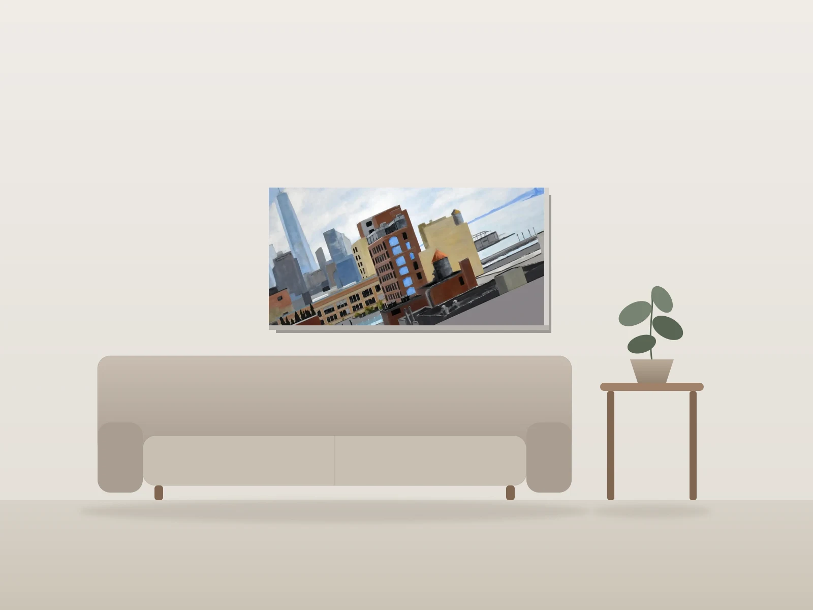Vue depuis le Whitney by Richard M Levy shown to scale in a room