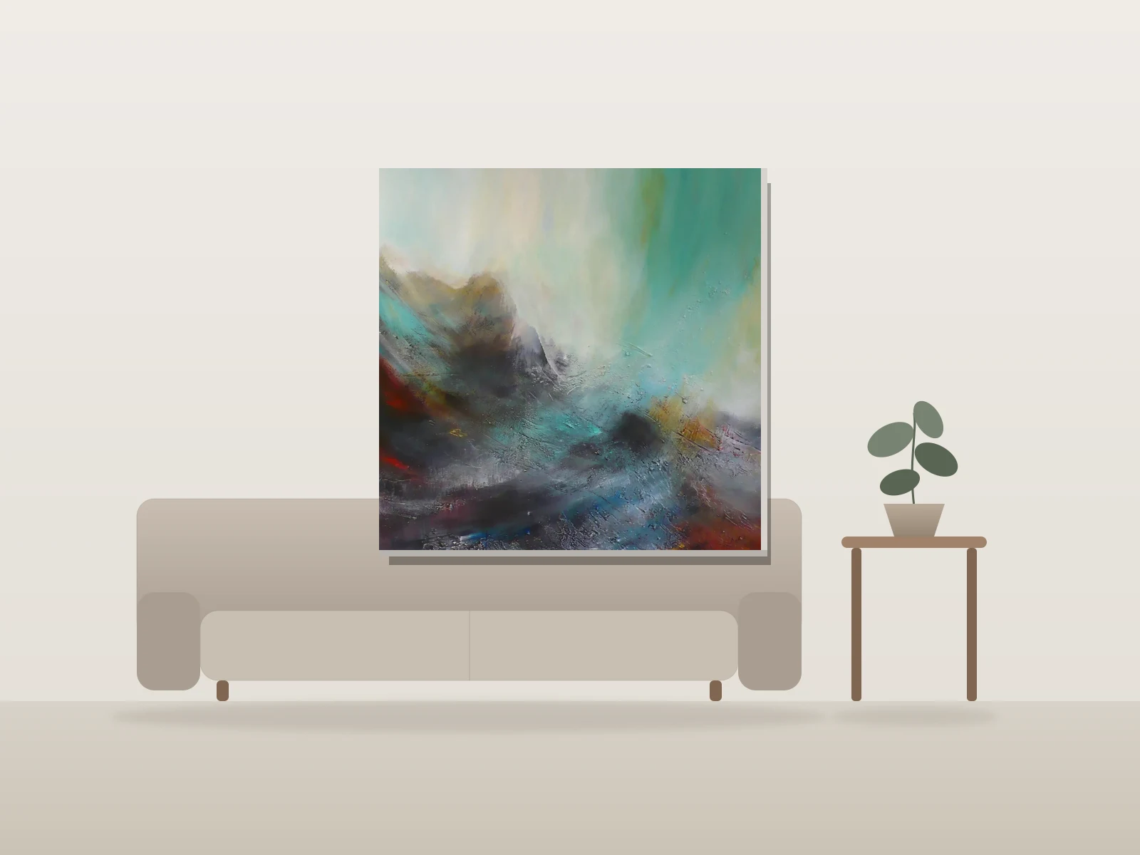 Escarpements (no 2) by DeClo shown to scale in a room