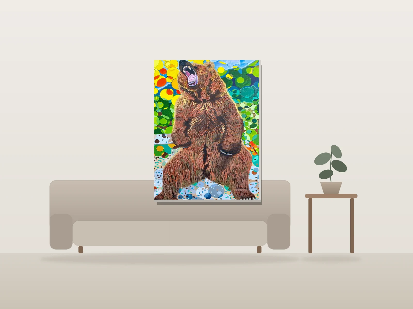 Le réveil by Rita Jerumanis shown to scale in a room
