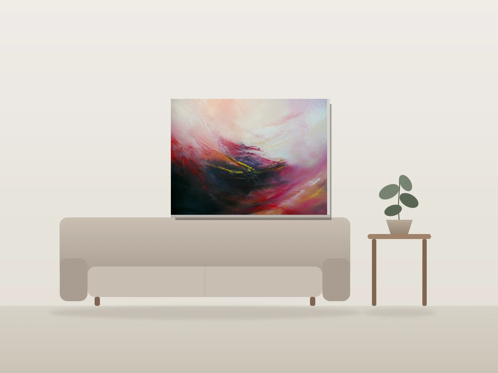 Terre rouge (no 2) by DeClo shown to scale in a room