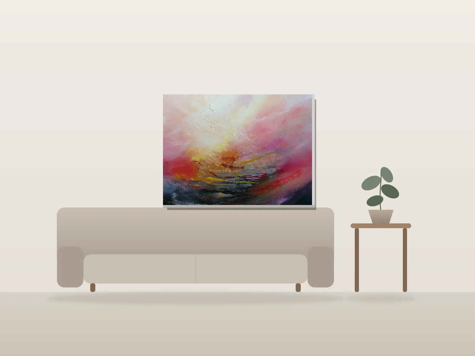 Terre rouge (no 2) by DeClo shown to scale in a room