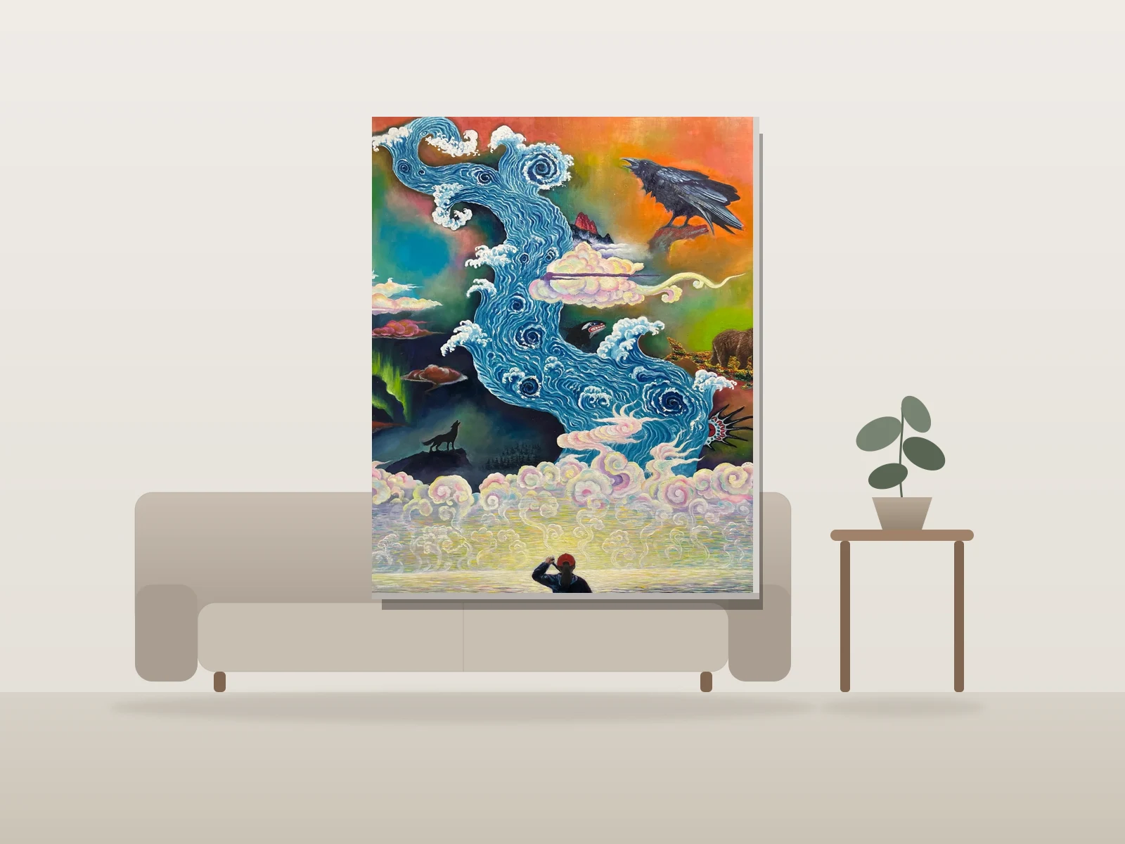 Oh la la! Fleuve Yukon by Yue Baoyu shown to scale in a room