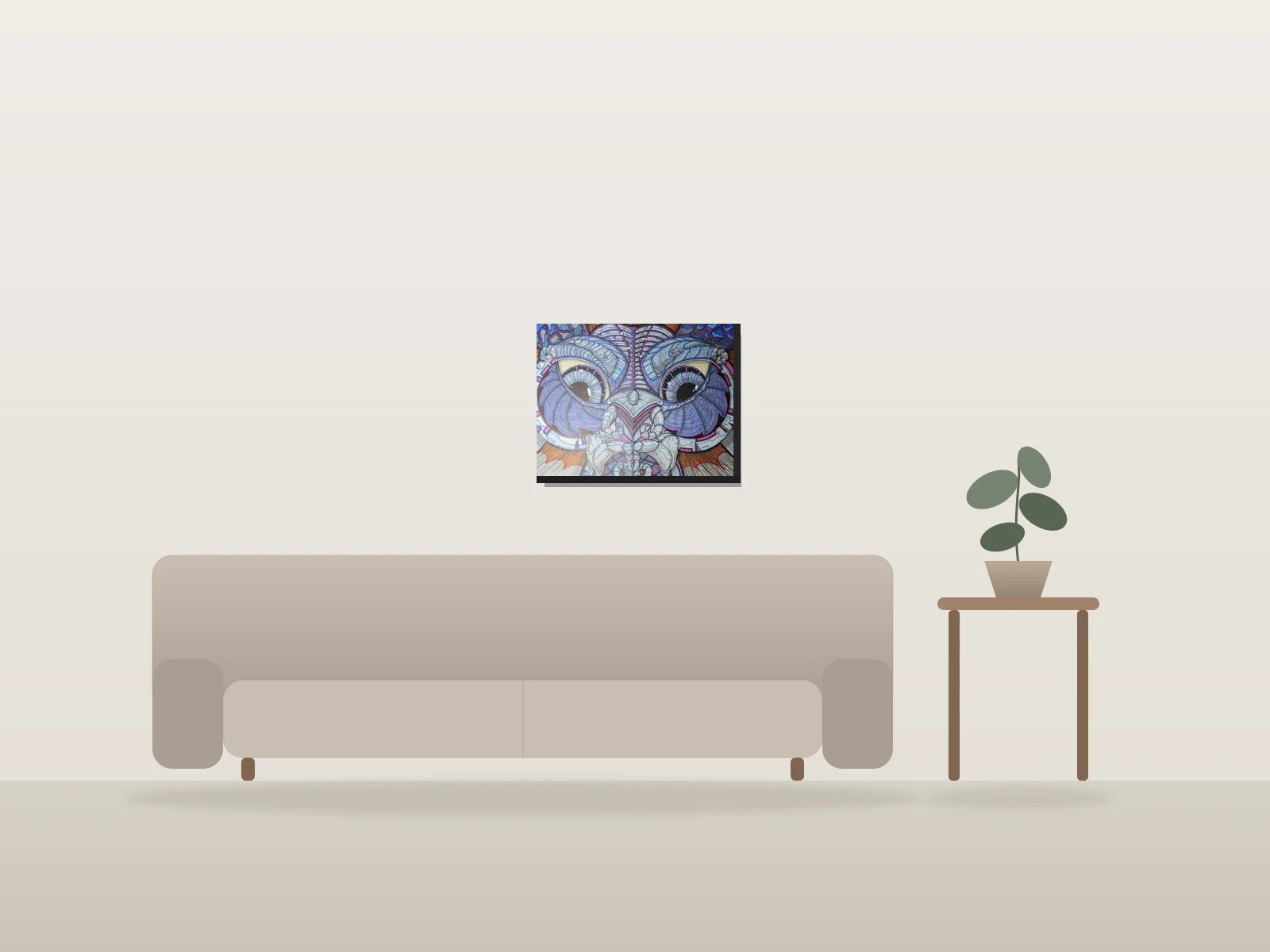Wolperting by Doei shown to scale in a room