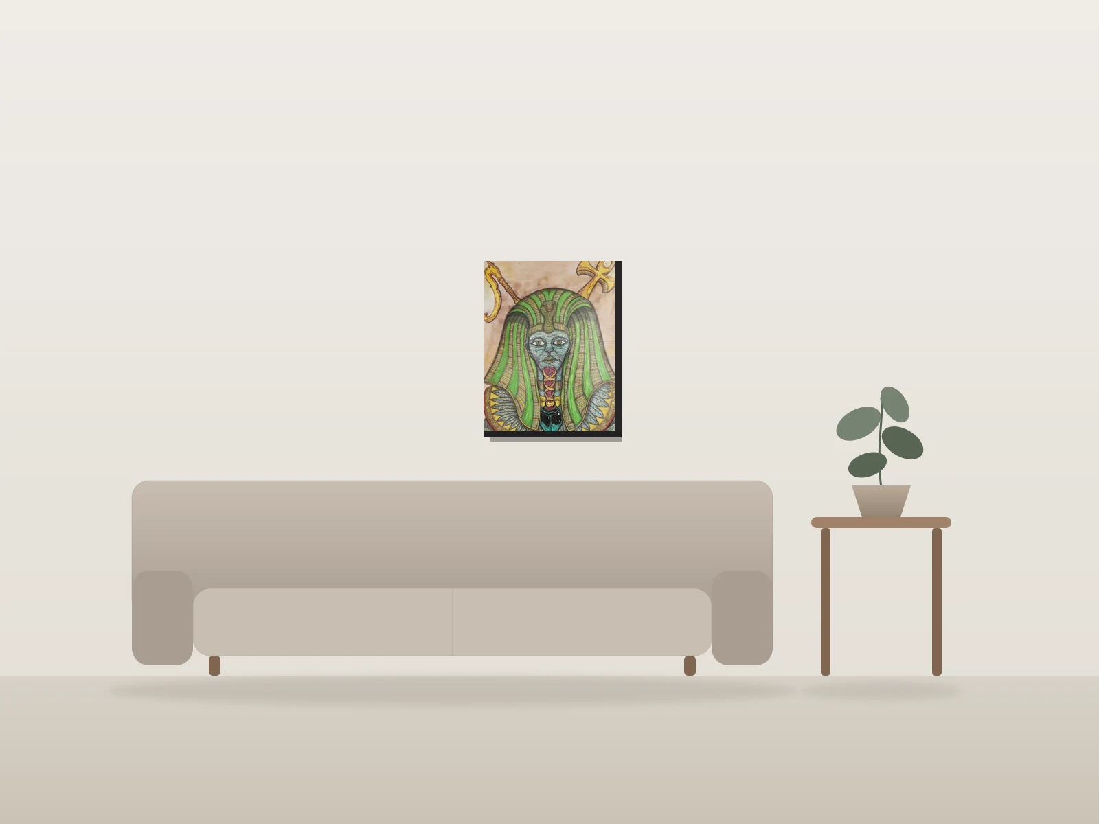 Pharaoh. par Doei présentée à l'échelle dans une pièce
