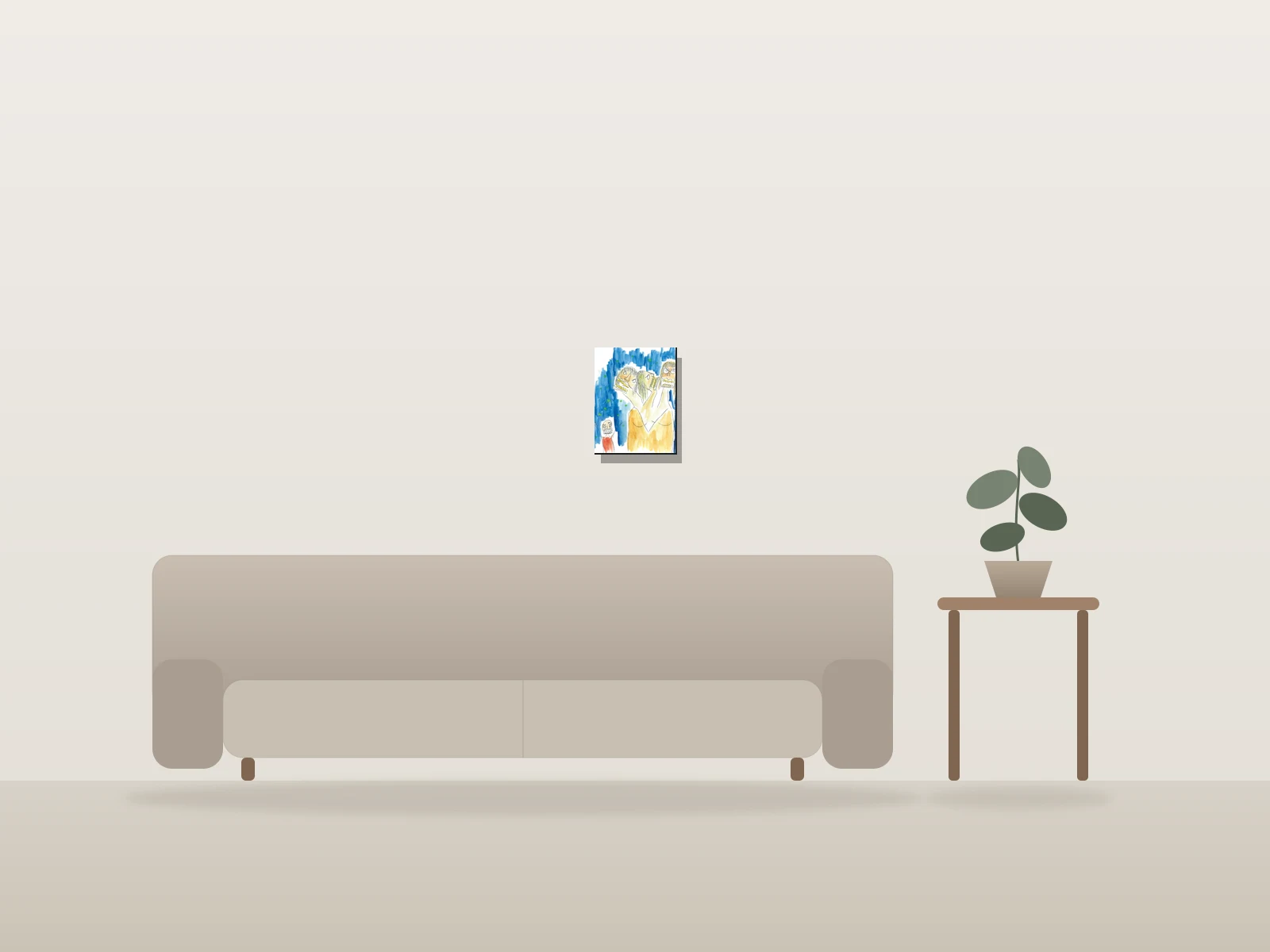 Sans titre by Naqo shown to scale in a room