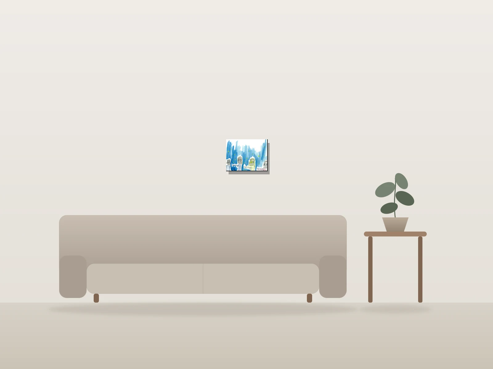 Sans titre by Naqo shown to scale in a room