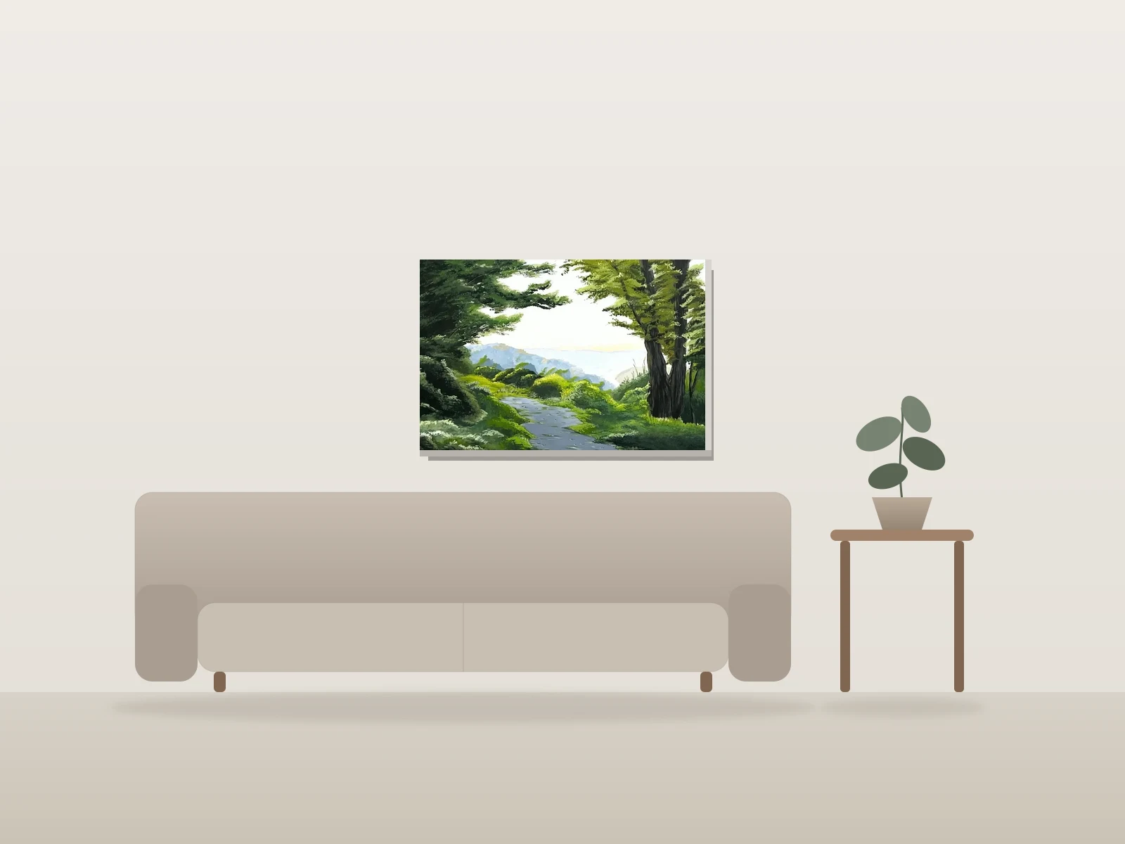Entre les arbes by Mimzi Studio shown to scale in a room