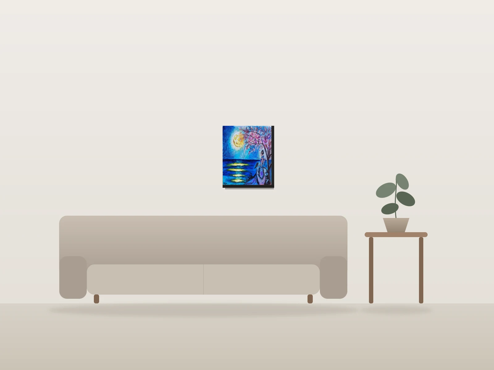 Corbeau et Geisha by Ilia shown to scale in a room