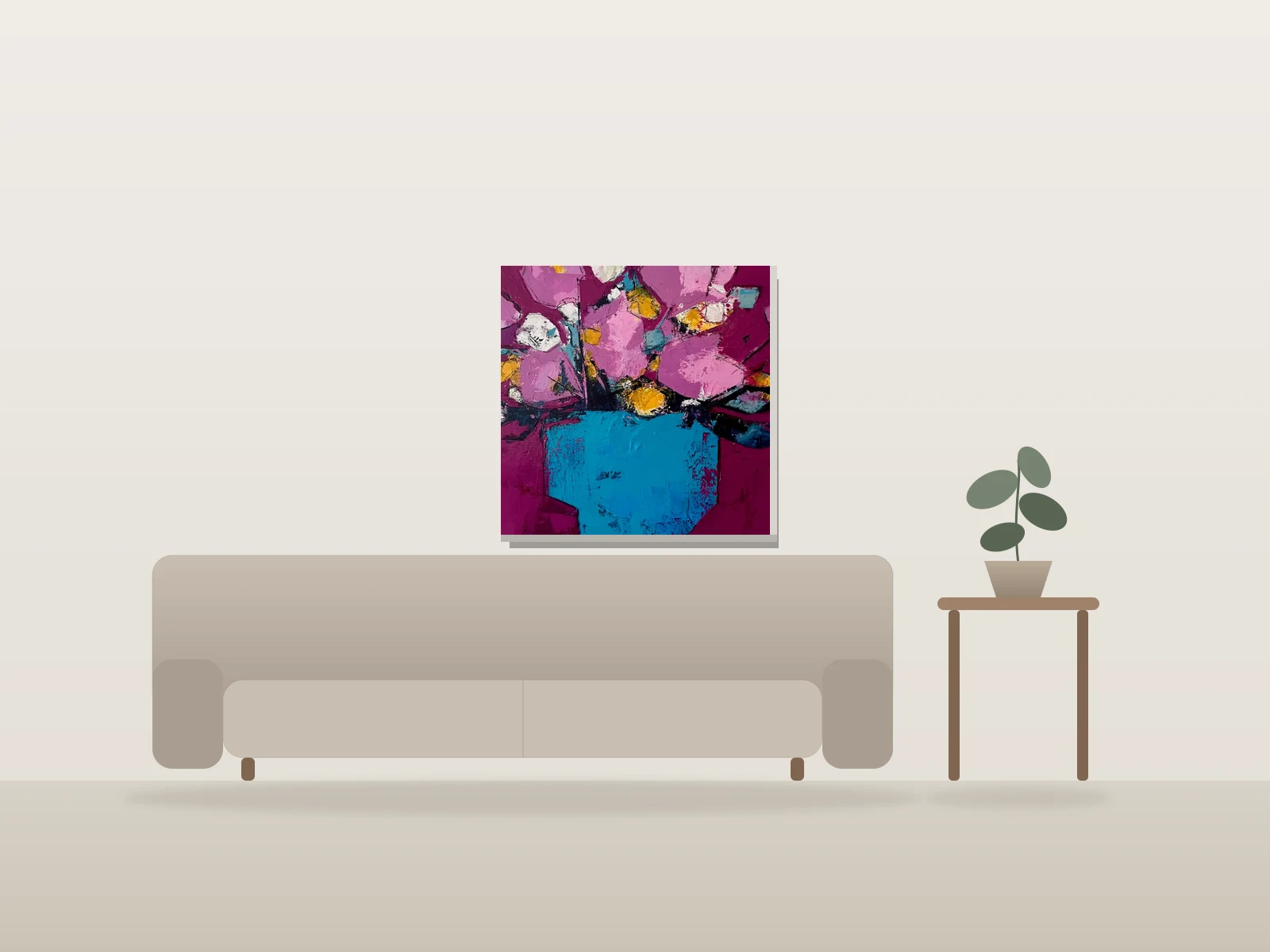 LA OU JE ME RETROUVE by Sylvie Santerre shown to scale in a room