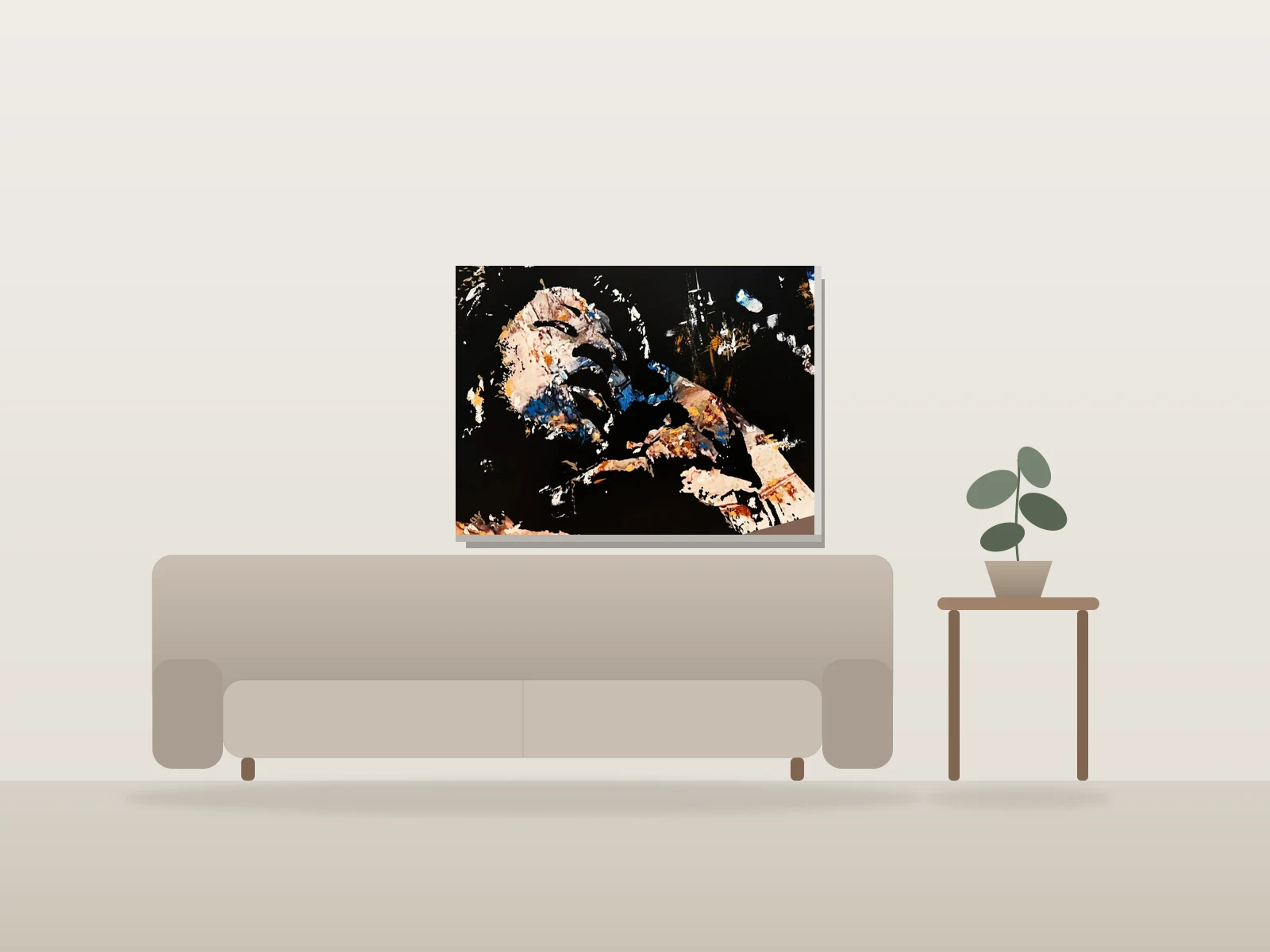 Ella Fitzgerald Sings by Ron Smith shown to scale in a room