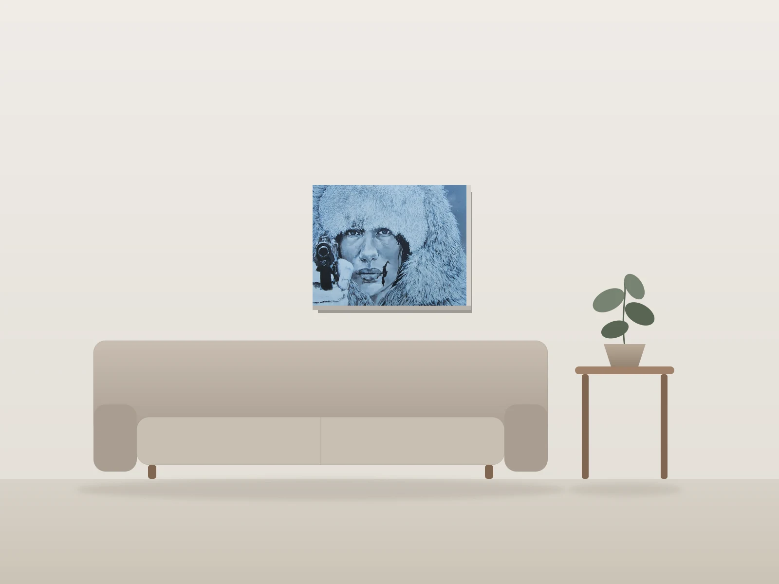 La dernière souffrance by Nadya Pinard shown to scale in a room