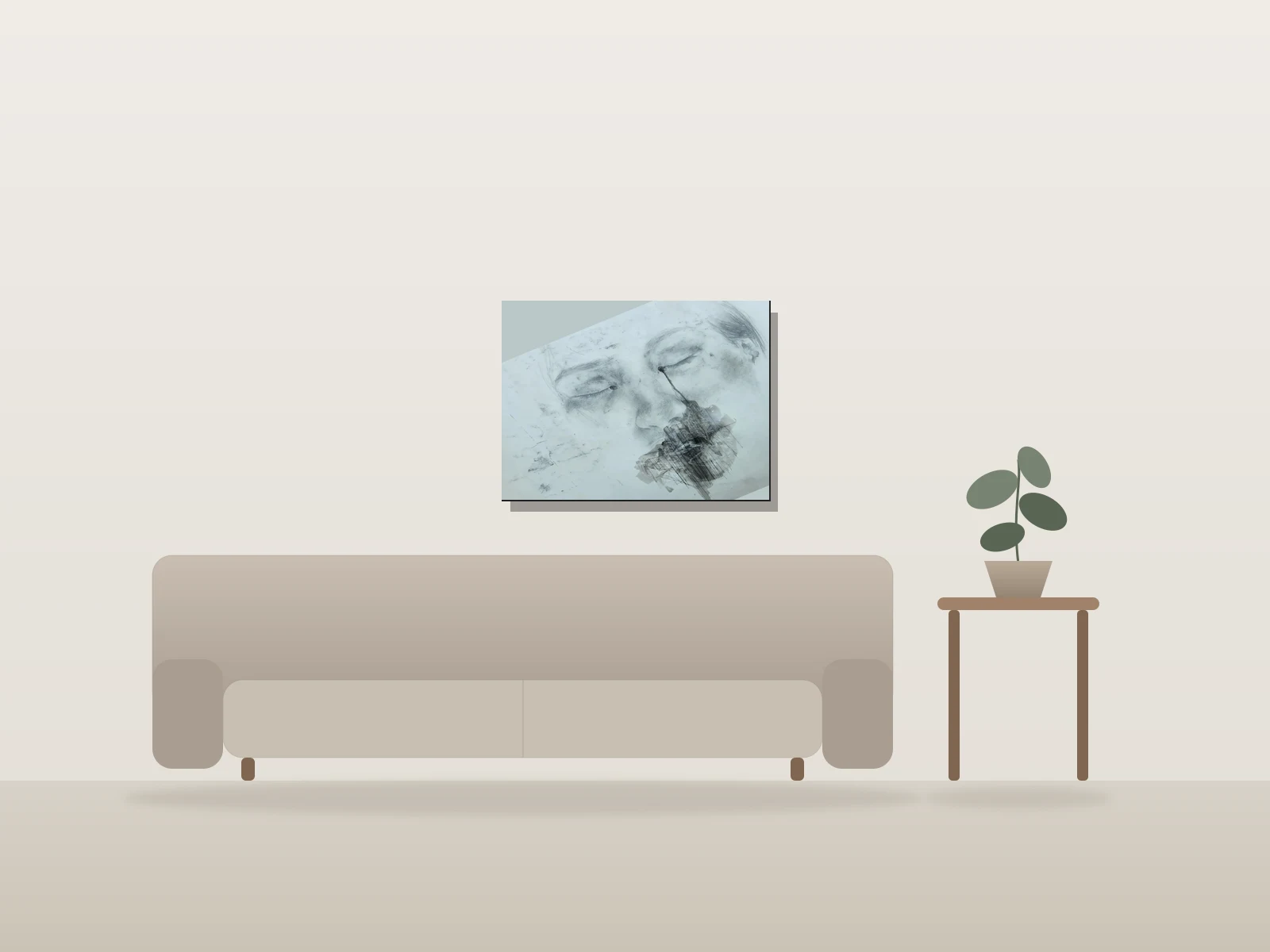 Seuil by Nadya Pinard shown to scale in a room