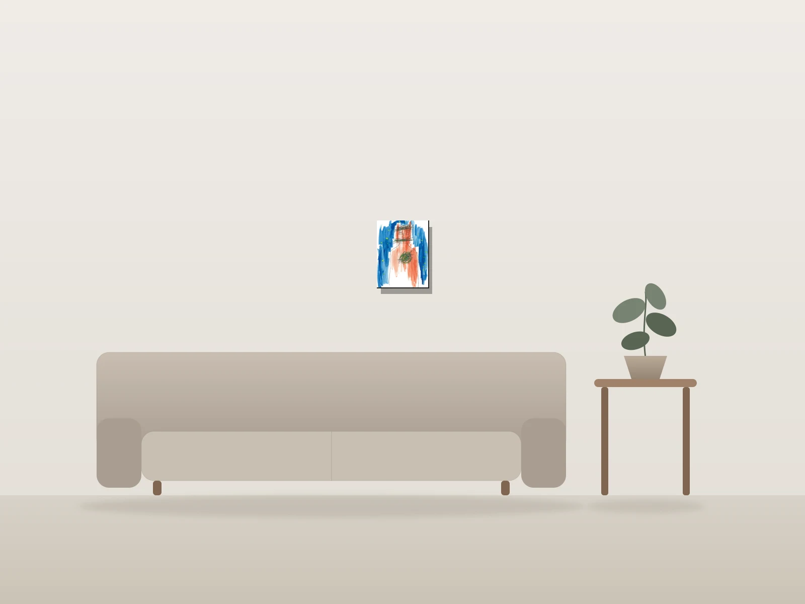 Sans titre by Naqo shown to scale in a room