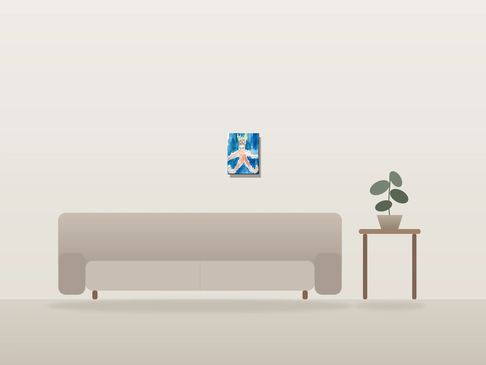 Sans titre by Naqo shown to scale in a room