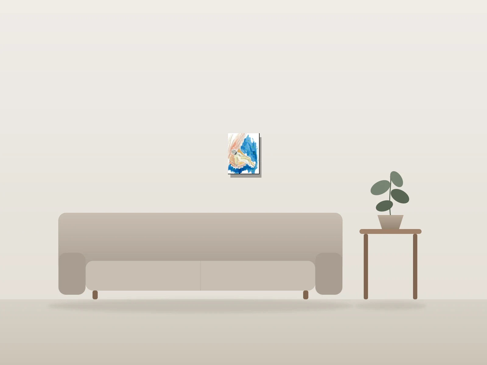 Sans titre by Naqo shown to scale in a room