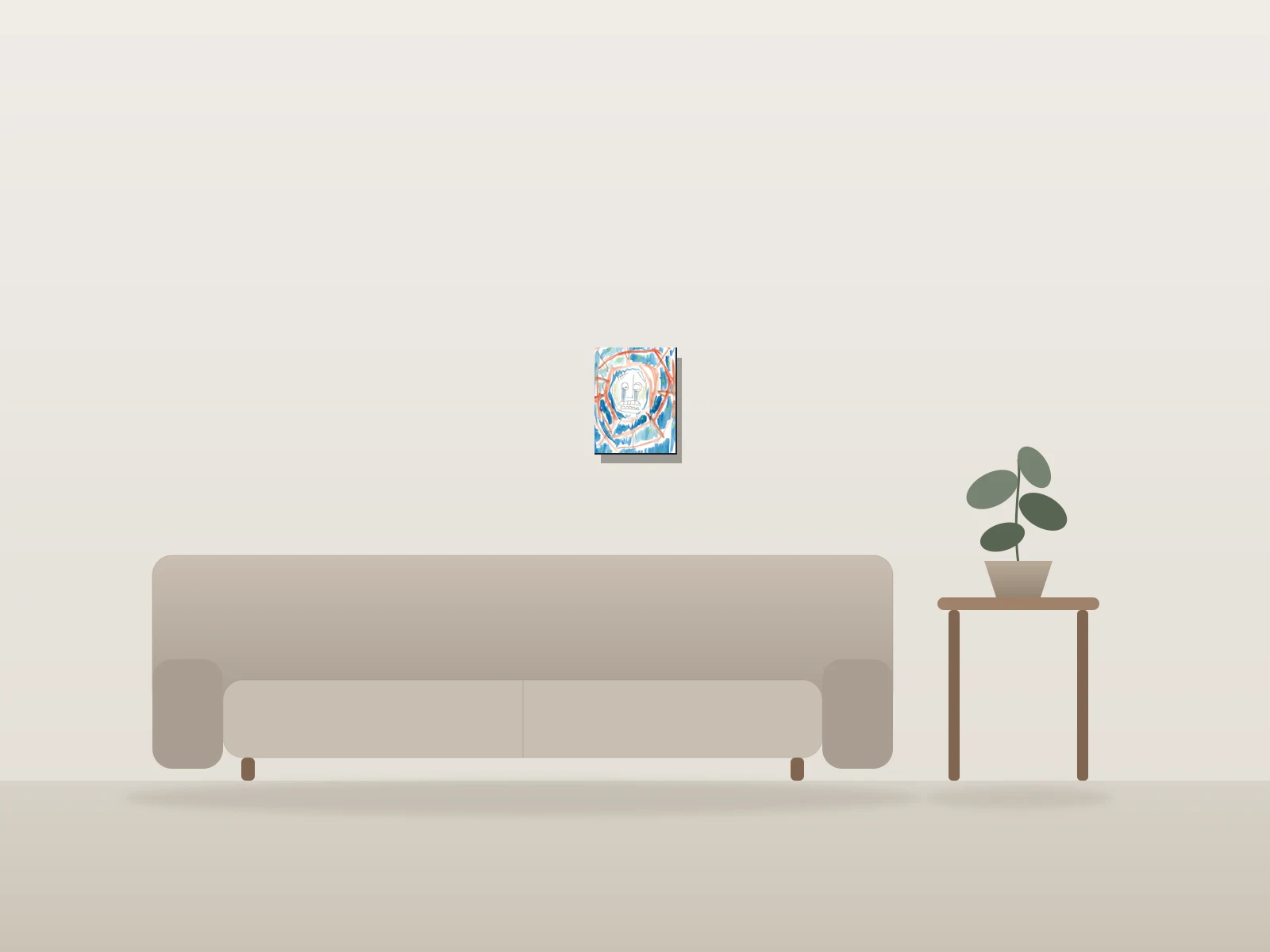 Sans titre by Naqo shown to scale in a room