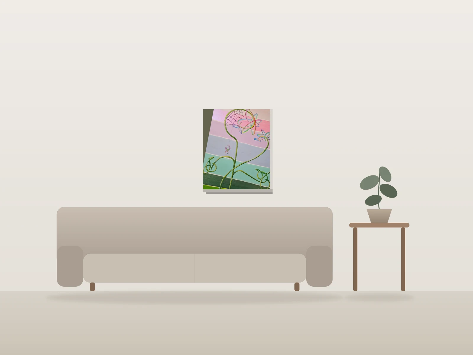 La Menace de la Beauté by Megafaunics shown to scale in a room