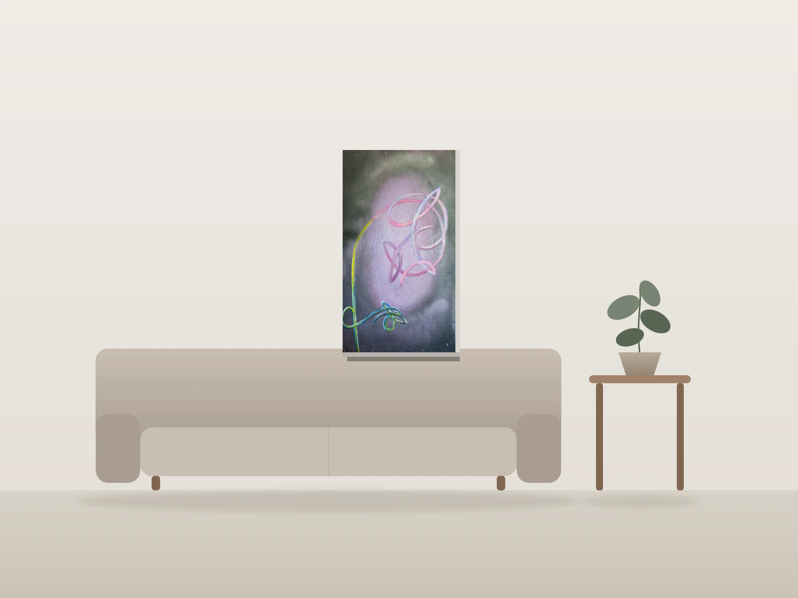 La Beauté et le Vide by Megafaunics shown to scale in a room