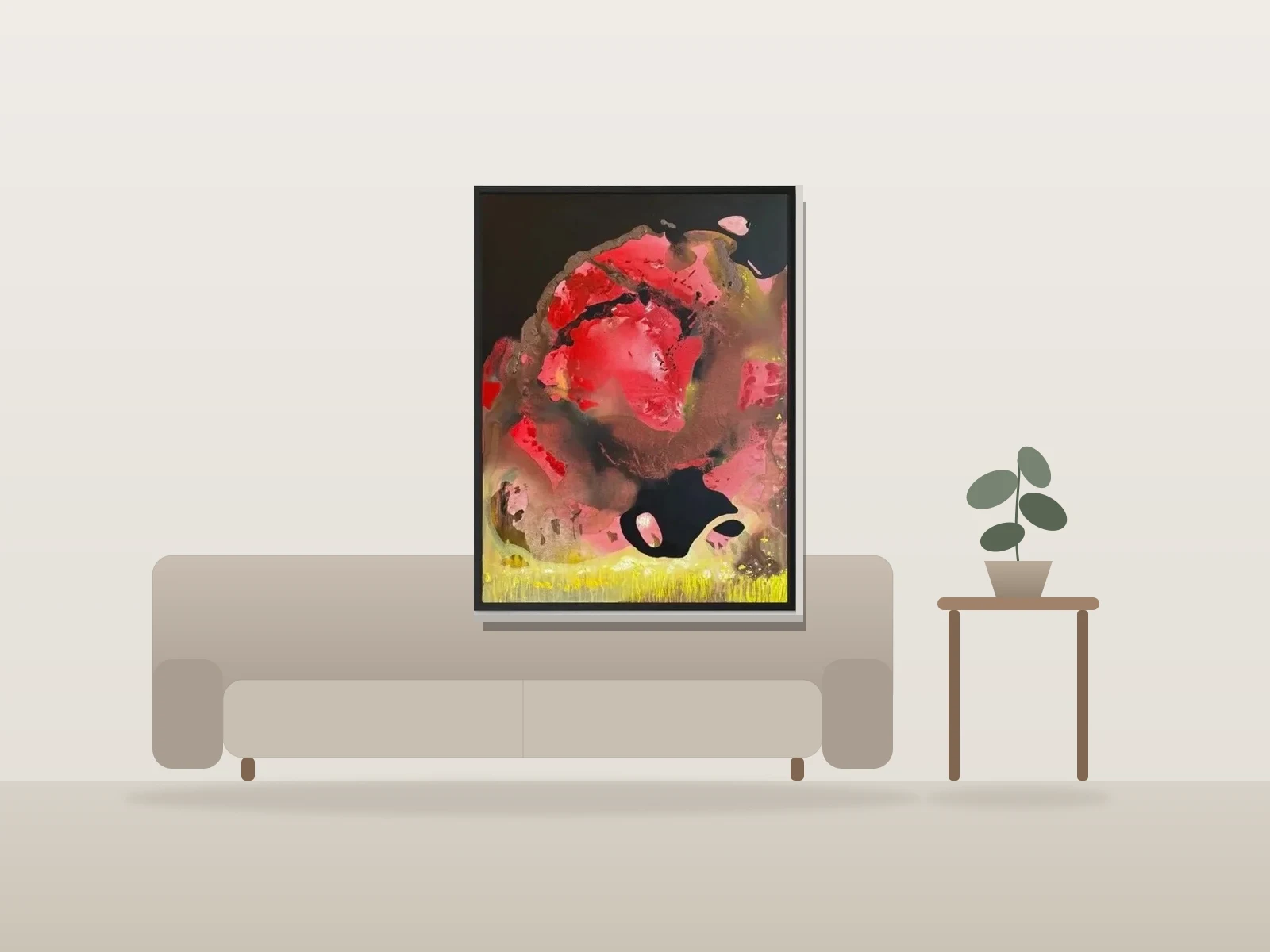 La cerise sur le monday par Ge présentée à l'échelle dans une pièce