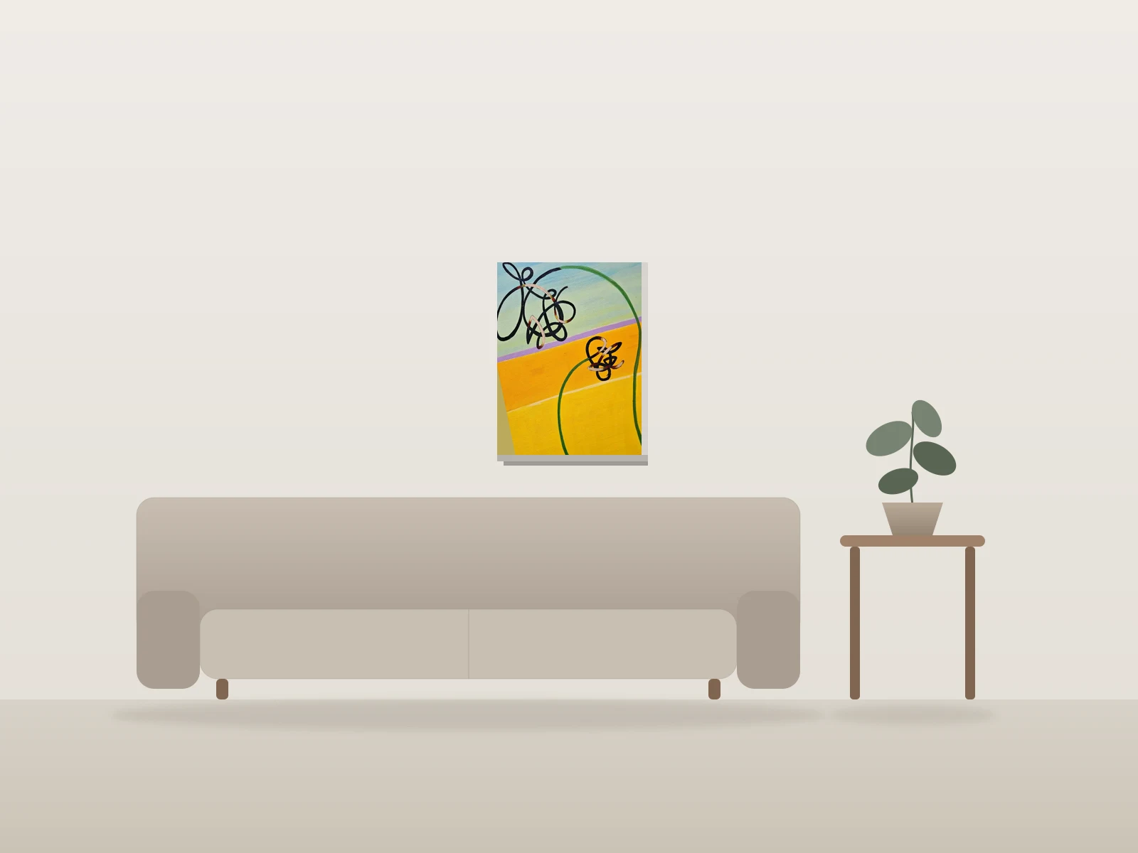 Seuil by Megafaunics shown to scale in a room