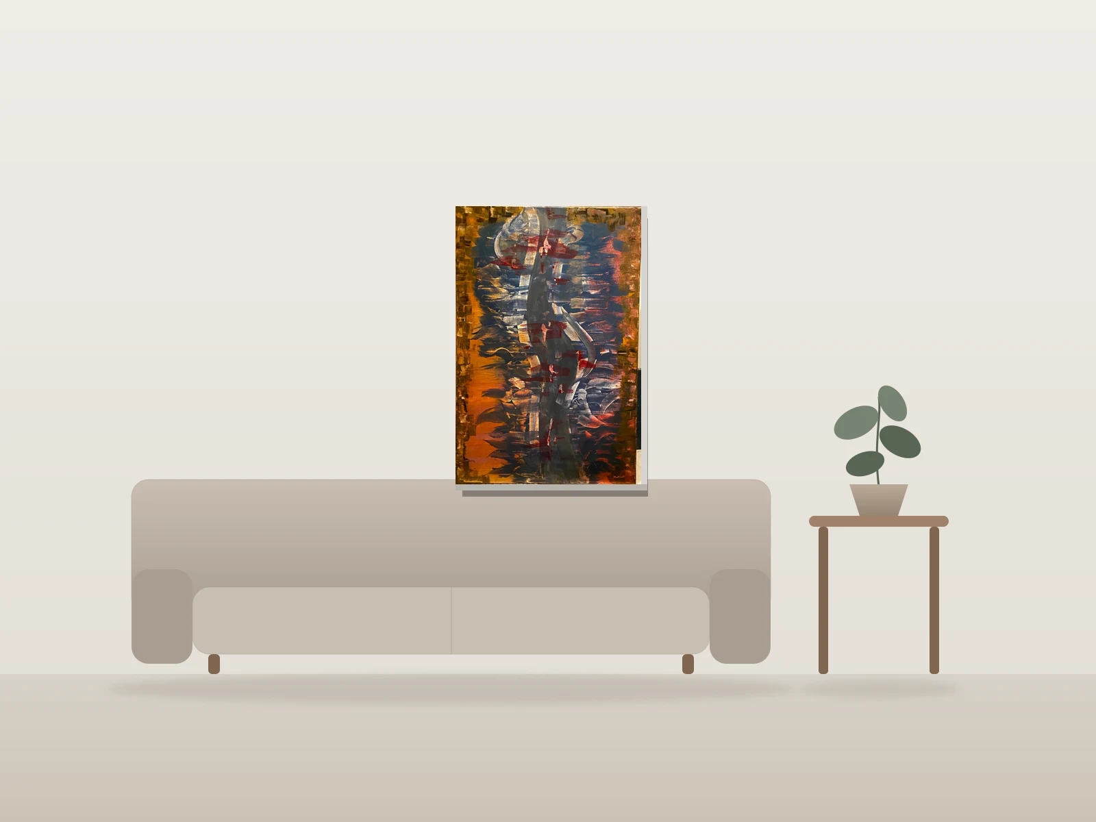 Defense of beauty by J. Aaron shown to scale in a room