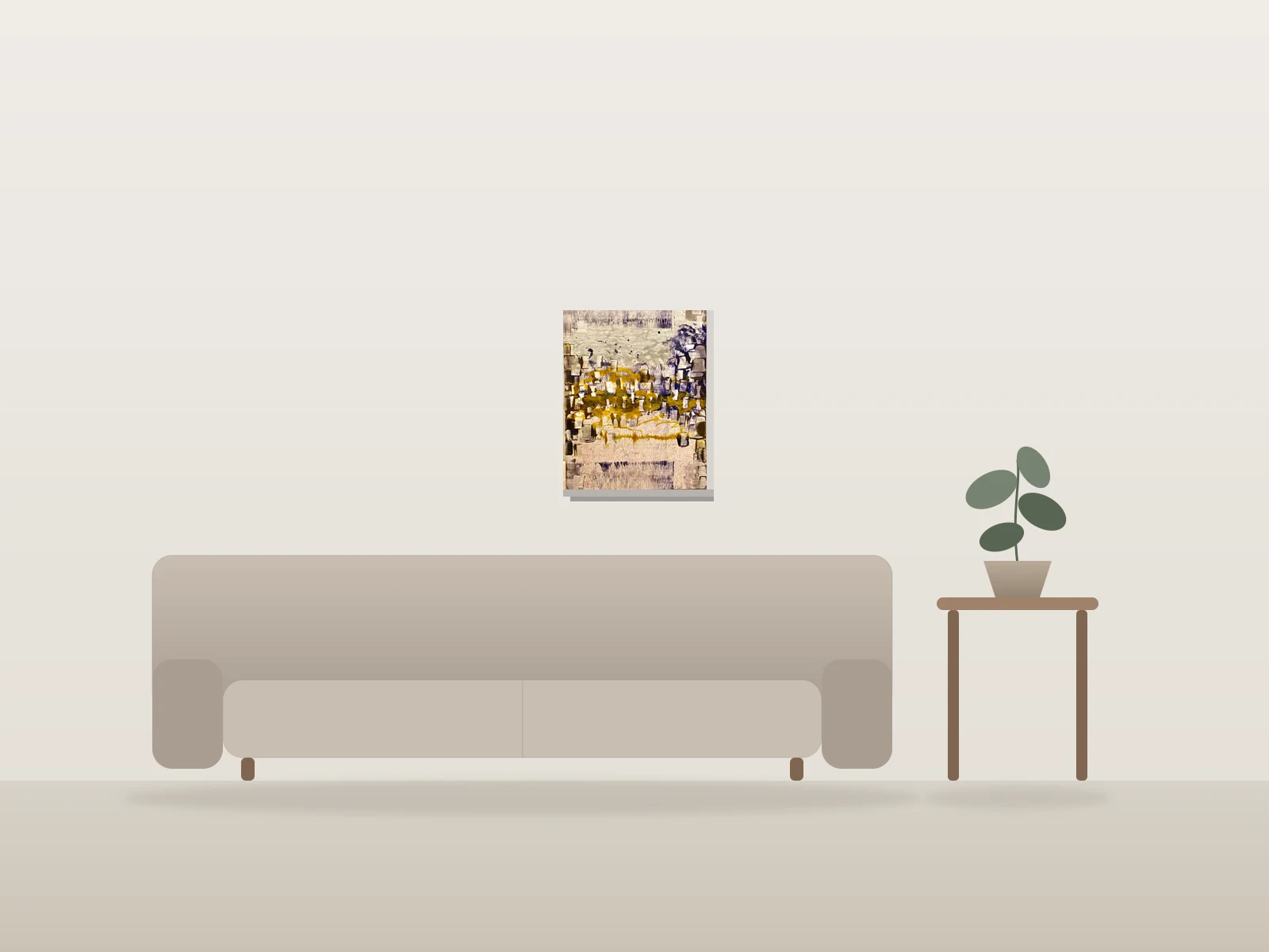Au Bleed by J. Aaron shown to scale in a room