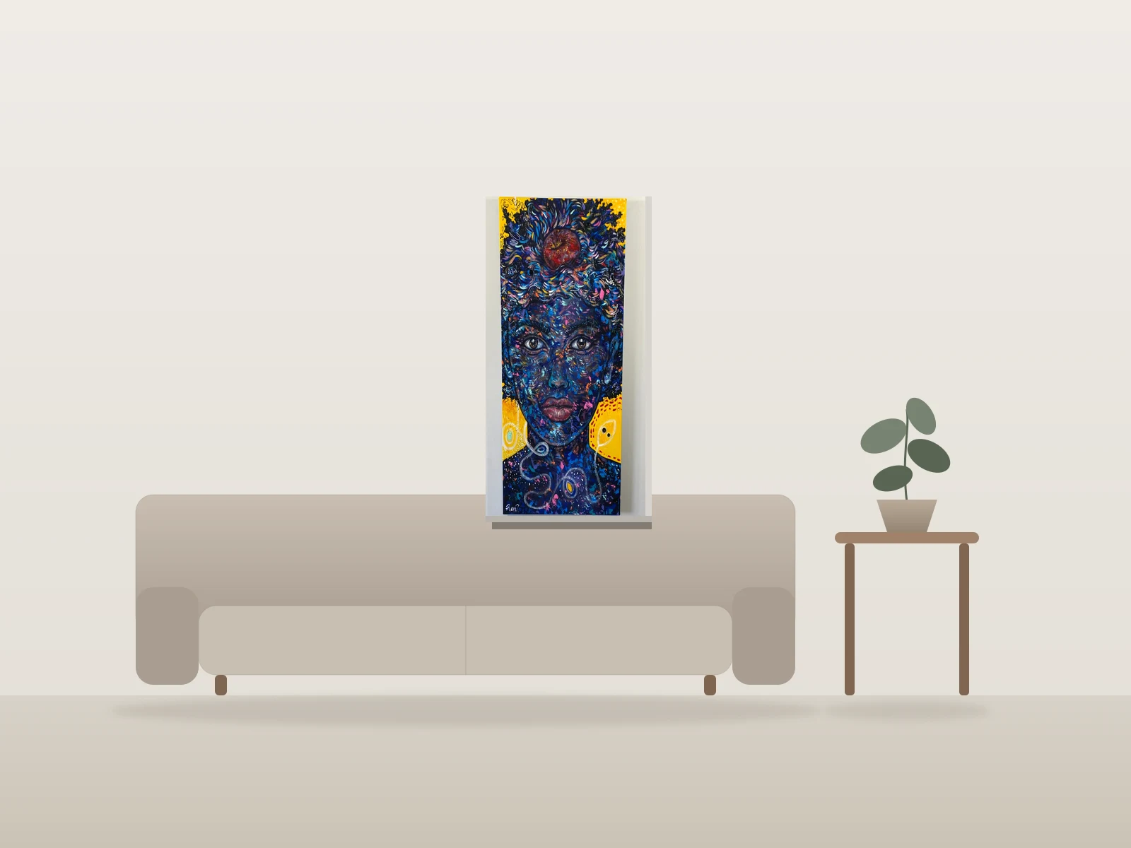 Ève by Rene. shown to scale in a room