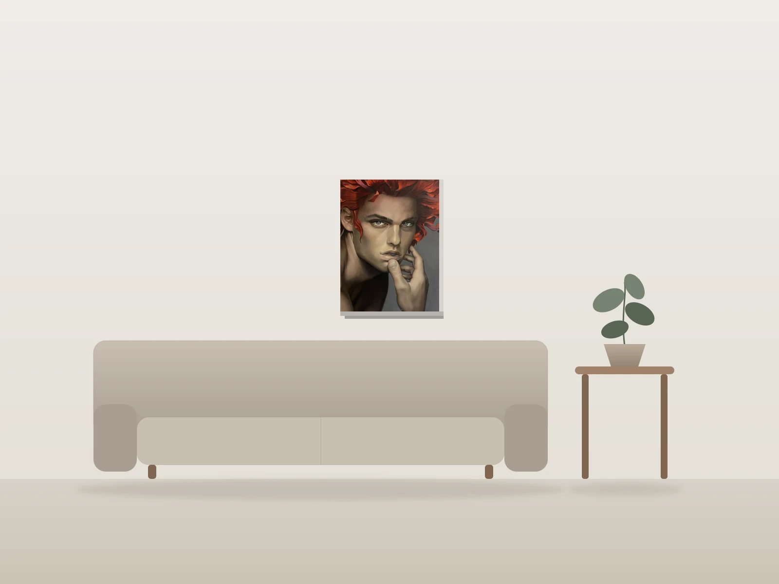 Blomudrongur by Joan ferreyra shown to scale in a room