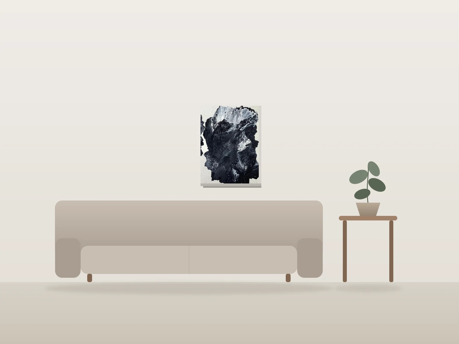 Tetes parlances by Tony Woodbury shown to scale in a room