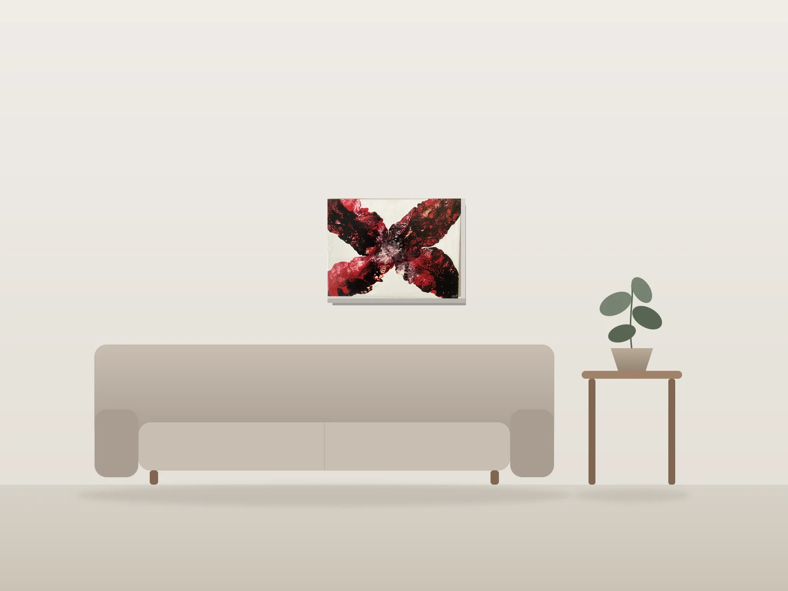 Papillon by Tony Woodbury shown to scale in a room